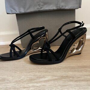 Alexander McQueen Suede Cutout Accent T-Strap Sandals Women's Size: 39.5 US 9.5